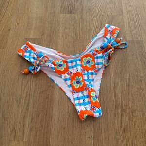 Blackbough SMALL Orange Blue Plaid Floral Cheeky Bikini Bottoms